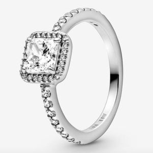 Square Sparkle Halo Ring